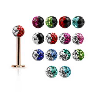 Piercing Labret Rosegold mit Multikristall Welle im Piercing Center Aurich