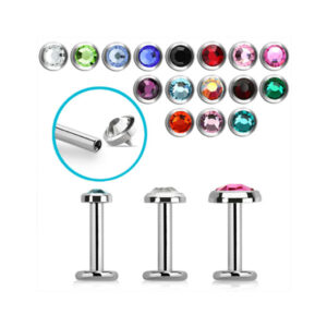 Piercing Labret mit flacher Kristalldisk im Piercing Center Aurich