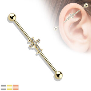 Piercing Industrial Kristall Kreuz im Piercing Center Aurich